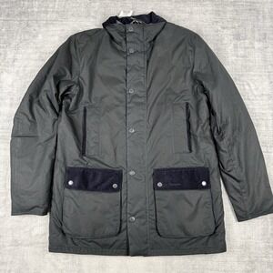 Barbour Jacket Mens Medium Gray Wax Oil Skin Original Tartan Corduroy Trim NWT